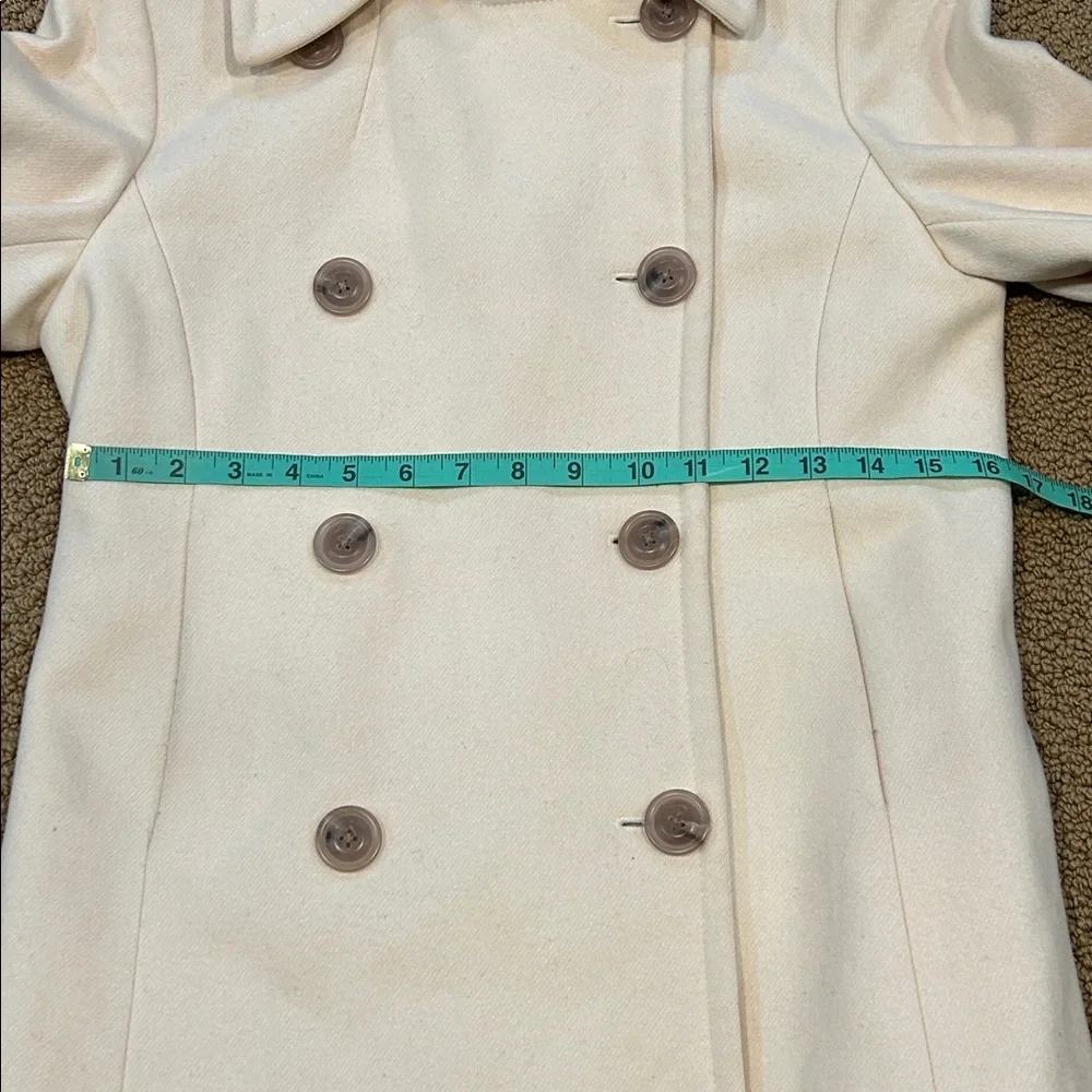 Vintage J. Crew Pea Coat size Small Cream Wool Blend Preppy Classic